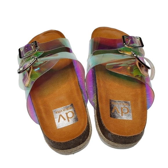 dv by Dolce Vita | Curry Iridescent Clear Acrylic Open Toe Slides Women's 6 - Picture 8 of 11